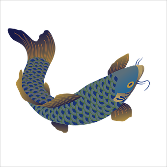 Vibrant Blue Arowana Fish Illustration PNG