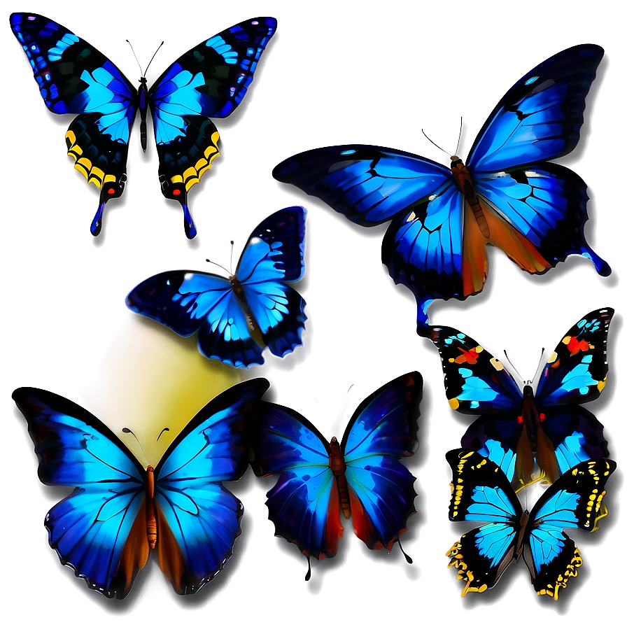 Vibrant Blue Butterflies Png 06132024 PNG