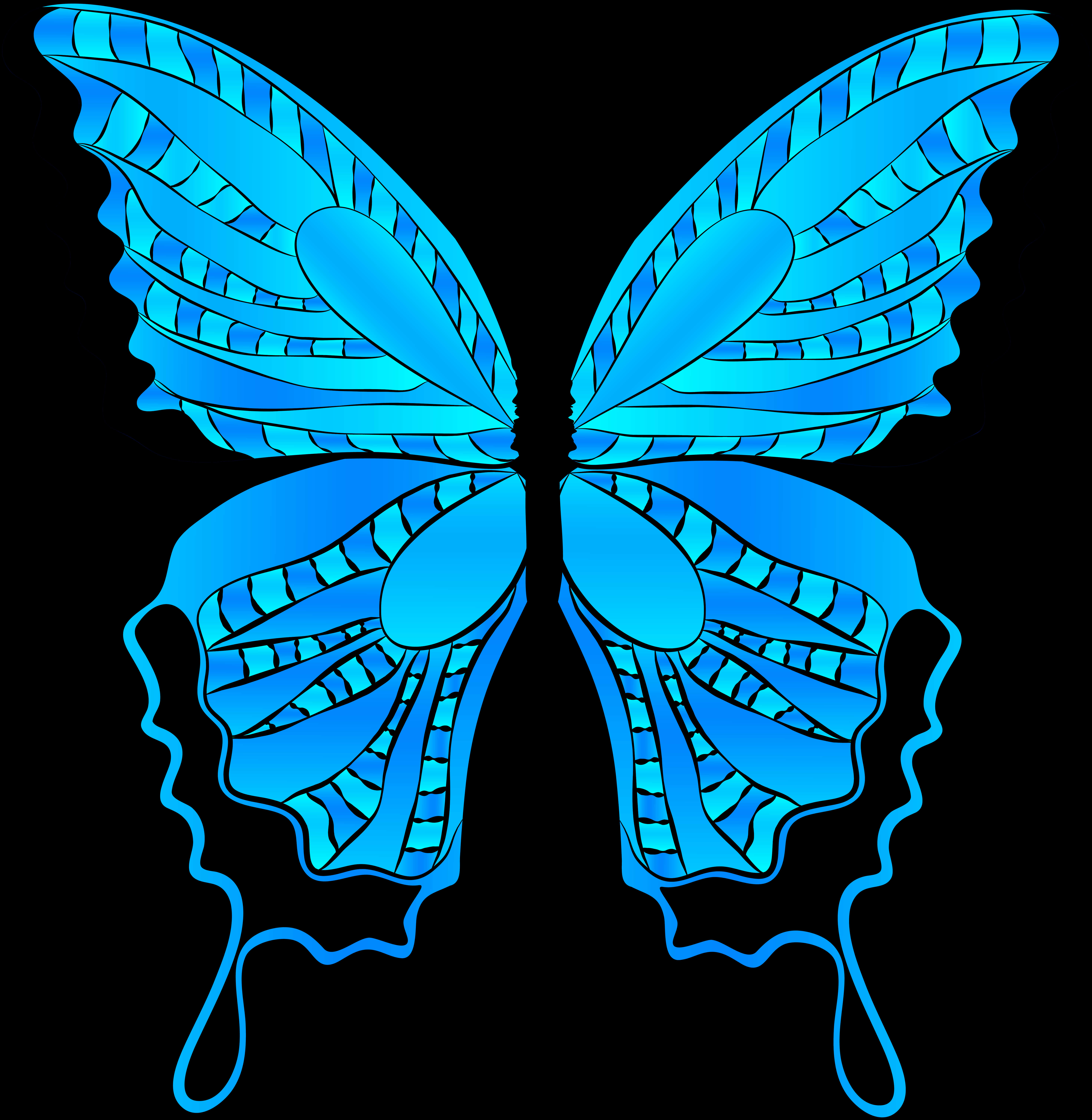 Vibrant Blue Butterfly Illustration PNG