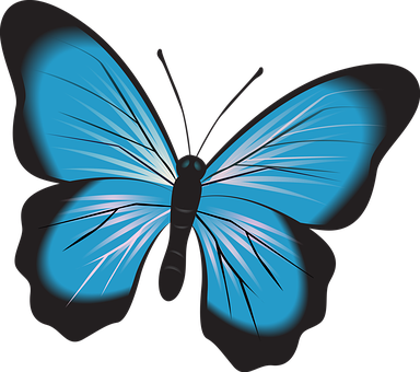 Vibrant Blue Butterfly Illustration PNG