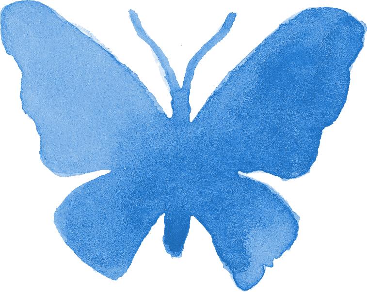 Vibrant Blue Butterfly Silhouette PNG
