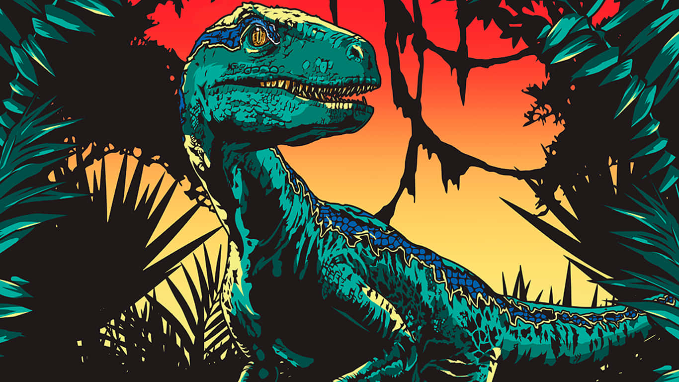 Vibrant Blue Dinosaur Artwork Wallpaper