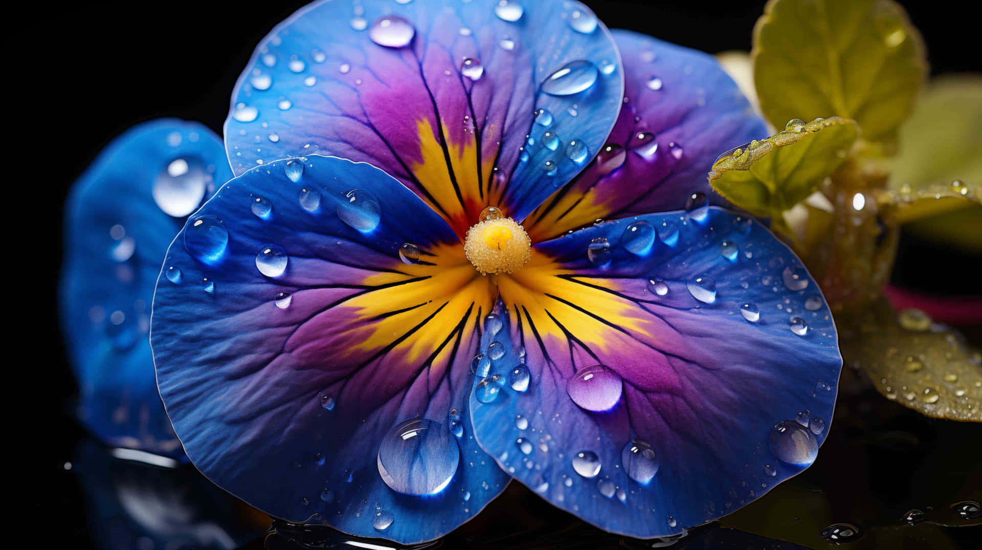 Vibrant Blue Flower Water Droplets4 K Wallpaper