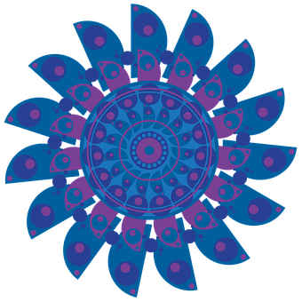 Vibrant Blue Mandala Art PNG