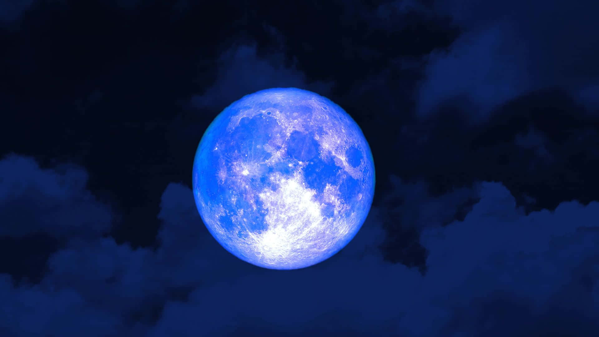 Vibrant Blue Moon Night Sky Wallpaper