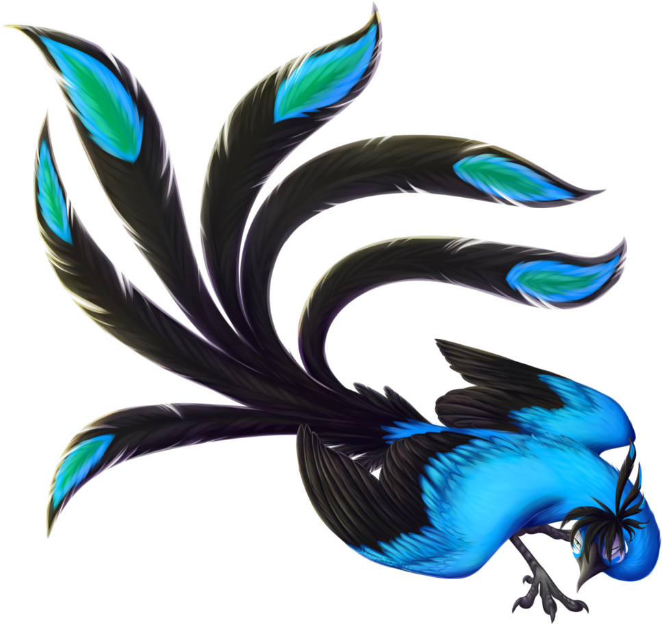Vibrant Blue Phoenix Art PNG