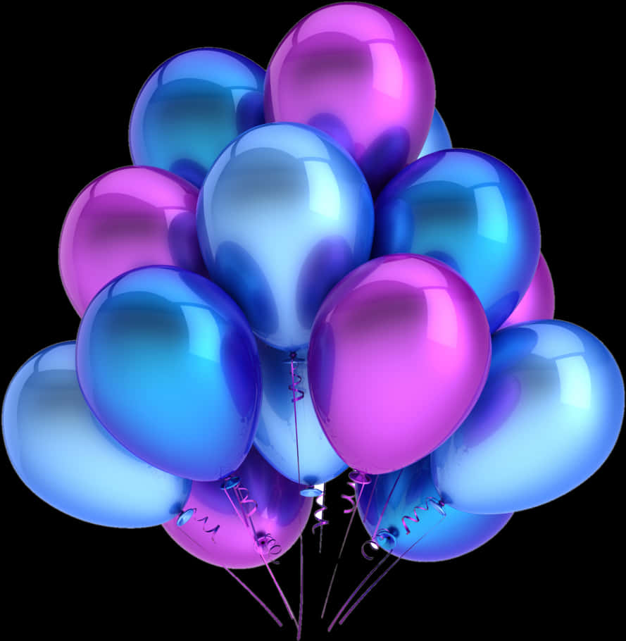 Vibrant Blue Pink Balloons PNG