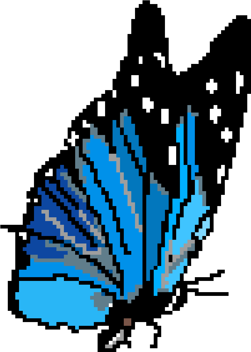 Vibrant Blue Pixel Butterfly PNG