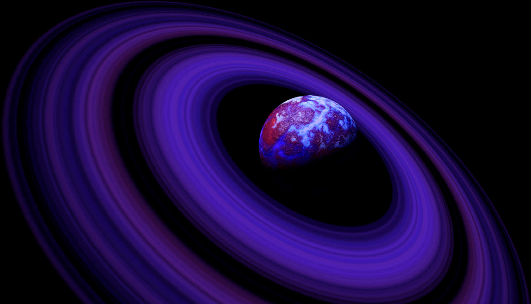 Vibrant Blue Ringed Planet PNG