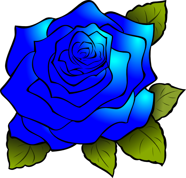 Vibrant Blue Rose Illustration PNG