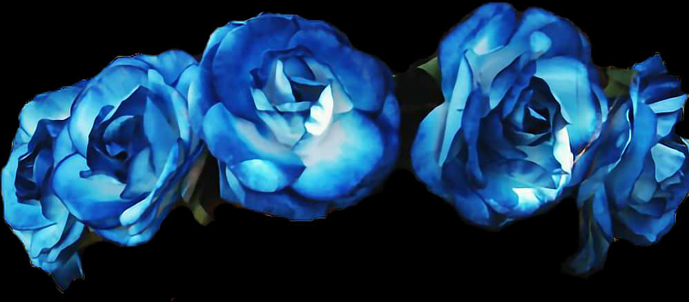 Vibrant Blue Roseson Black Background PNG