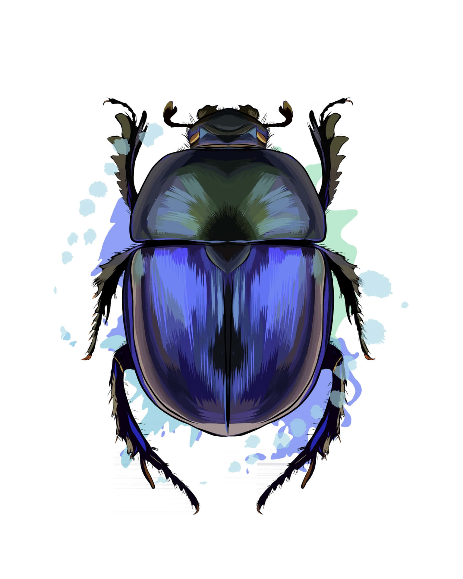 Vibrant_ Blue_ Scarab_ Beetle_ Illustration Wallpaper