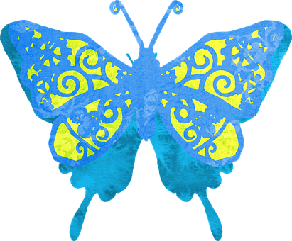 Vibrant_ Blue_ Watercolor_ Butterfly PNG
