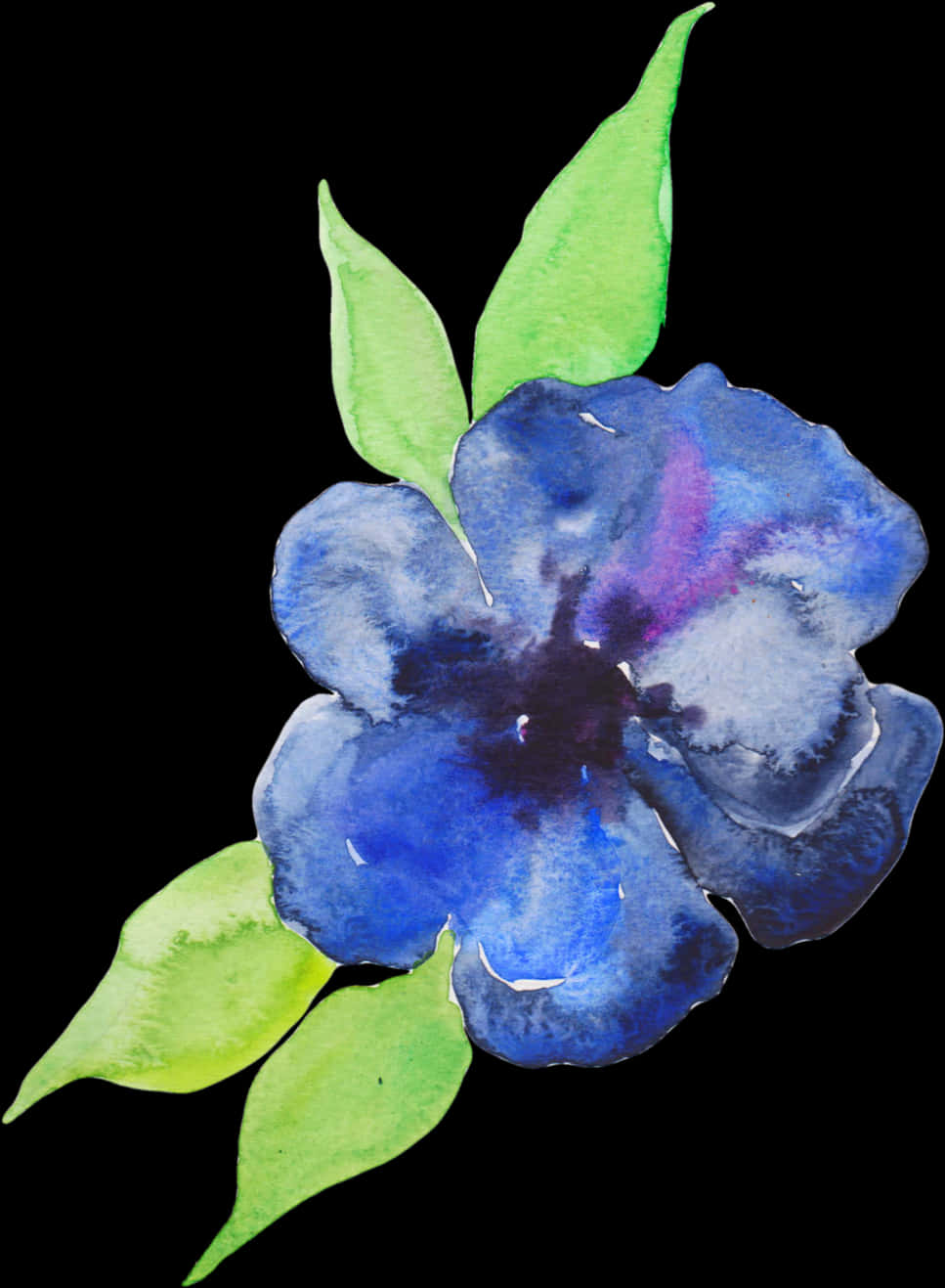Vibrant Blue Watercolor Flower PNG