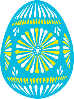 Vibrant Blue Yellow Easter Egg PNG