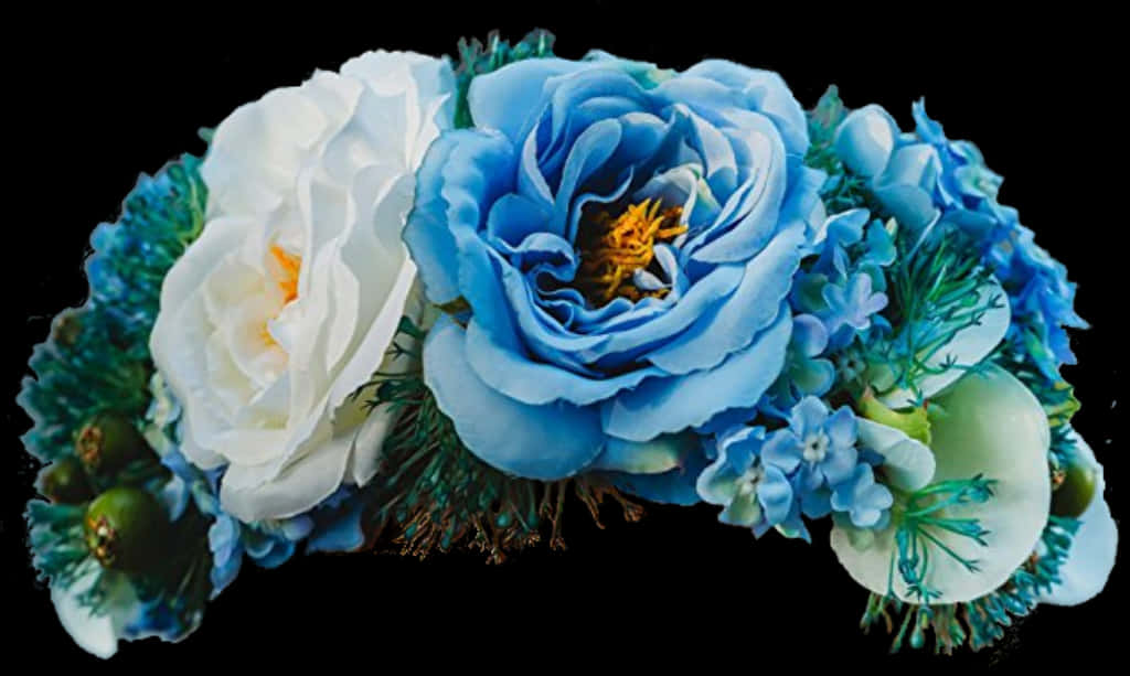 Vibrant Blueand White Floral Arrangement PNG