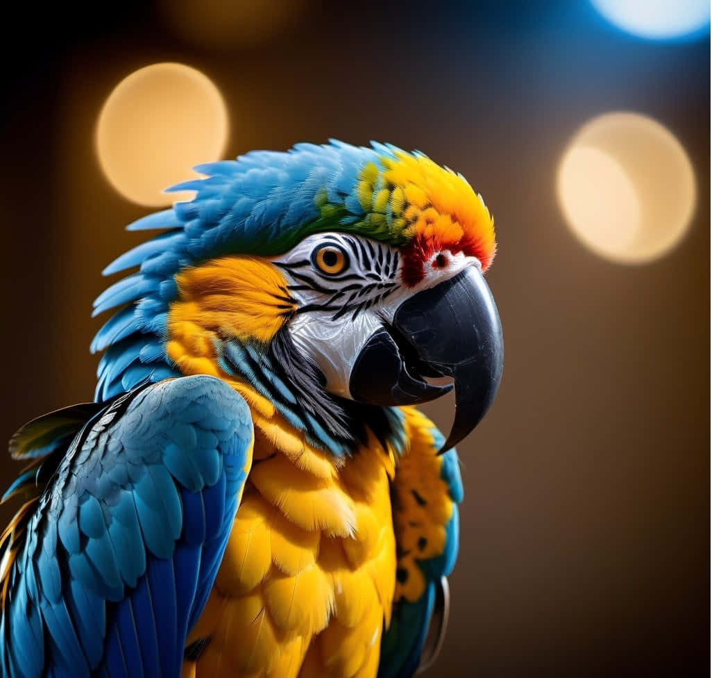 Potret Macaw Biru Dan Kuning Yang Cerah Wallpaper