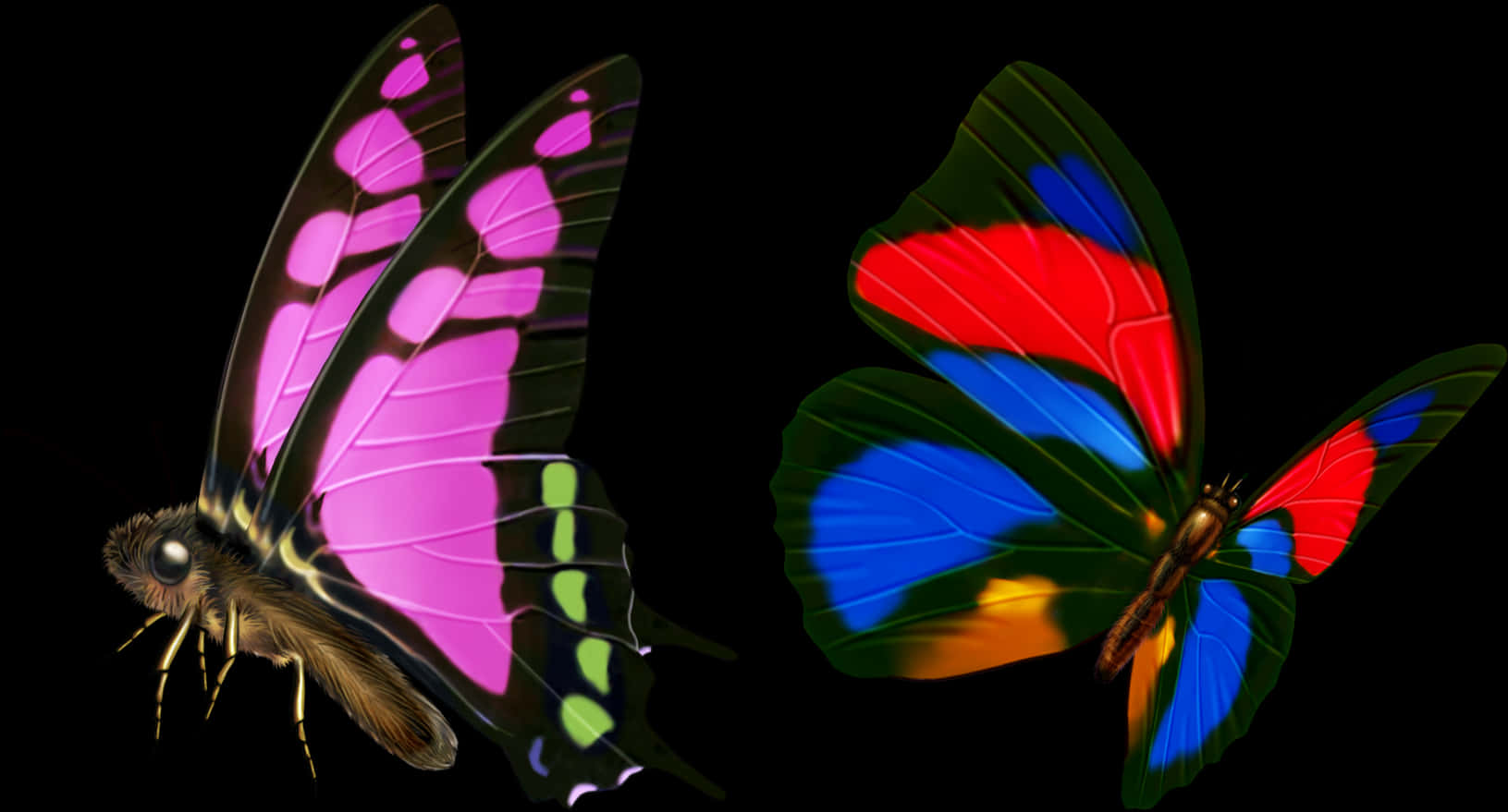 Vibrant Butterflies Transparent Background PNG