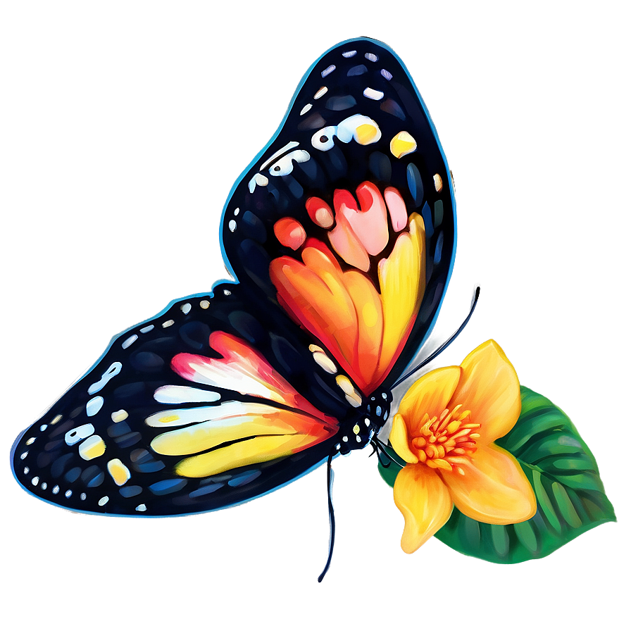 Vibrant Butterfly Art Png Bly54 PNG