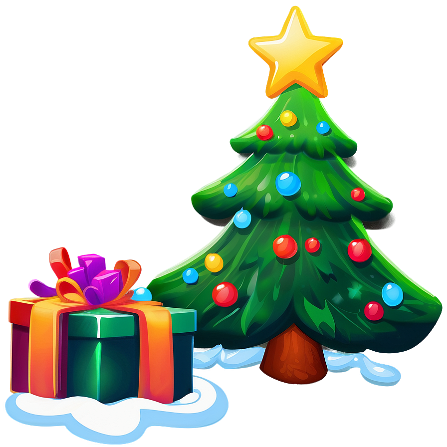 Vibrant Cartoon Christmas Tree Png Joq10 PNG