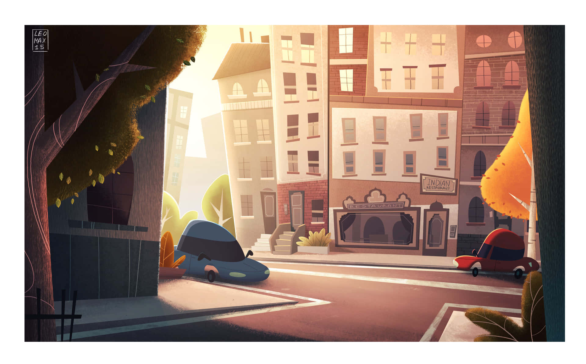 Vibrant Cartoon Cityscape Background