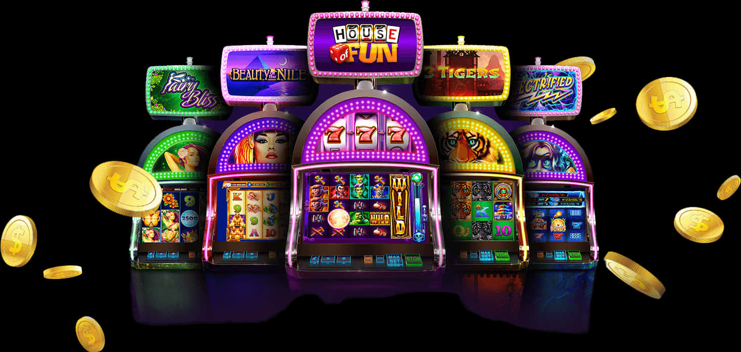 Vibrant Casino Slot Machines PNG