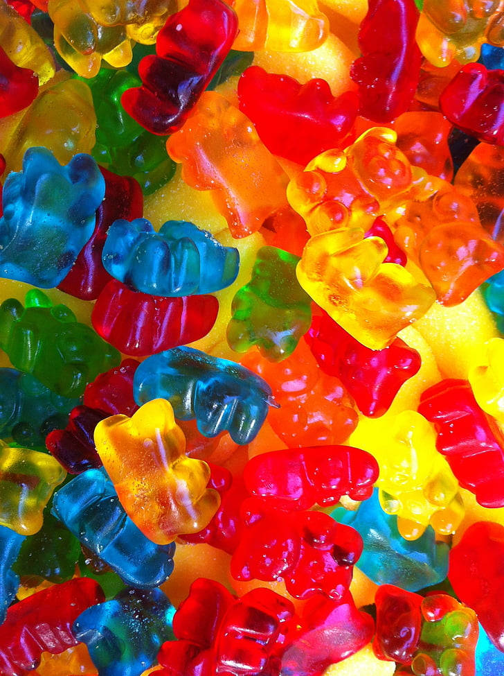Colorful Assortment of Chewy Gummy Bears Wallpaper