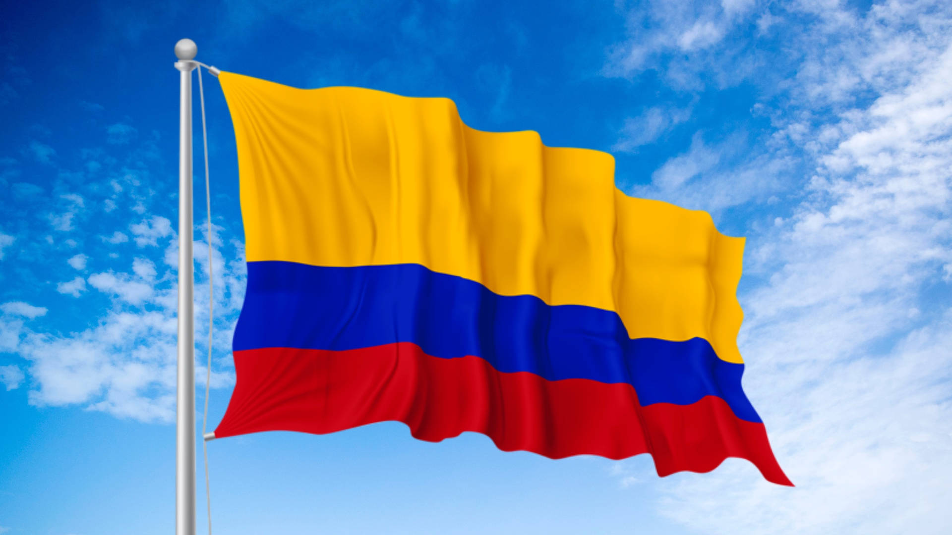 Bandiera Colombiana Vibrante Che Ondeggia Sfondo