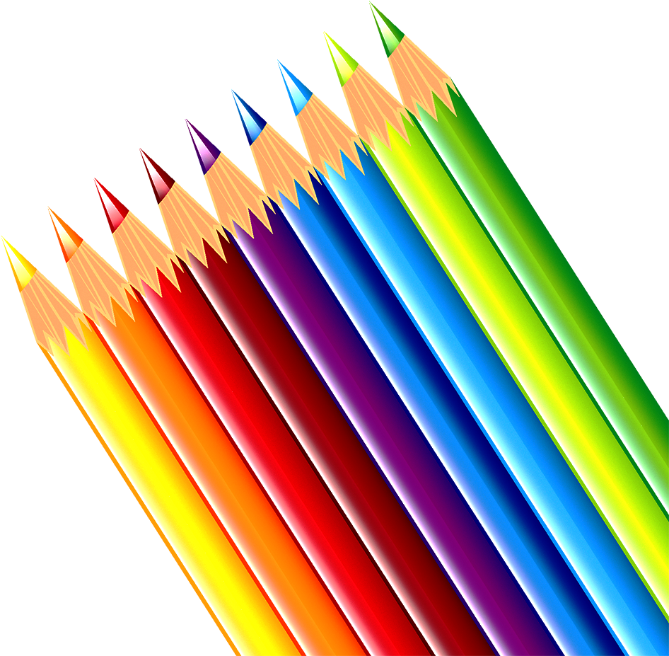 Vibrant Colored Pencils Array PNG