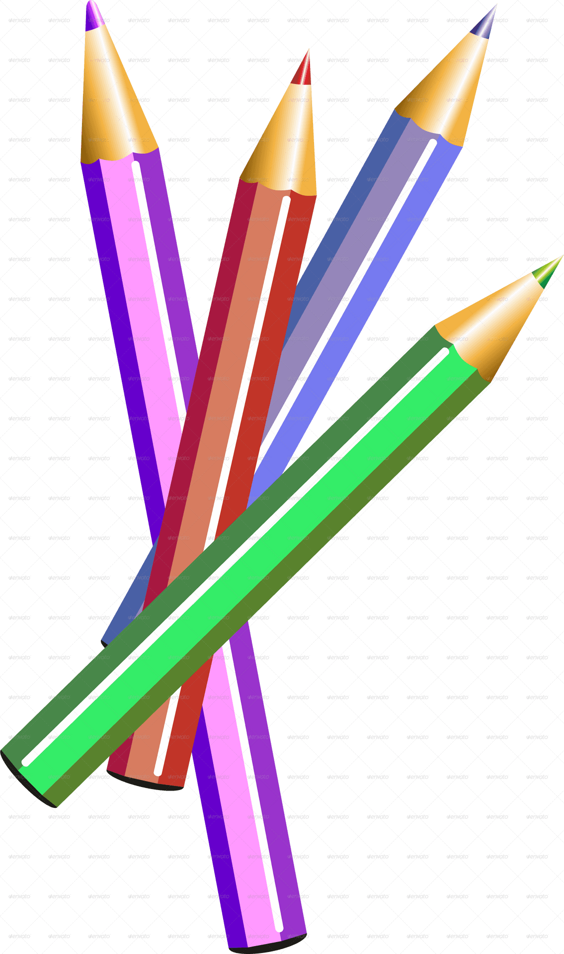 Vibrant Colored Pencils Array PNG