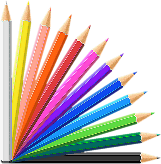 Vibrant Colored Pencils Fanned Out PNG