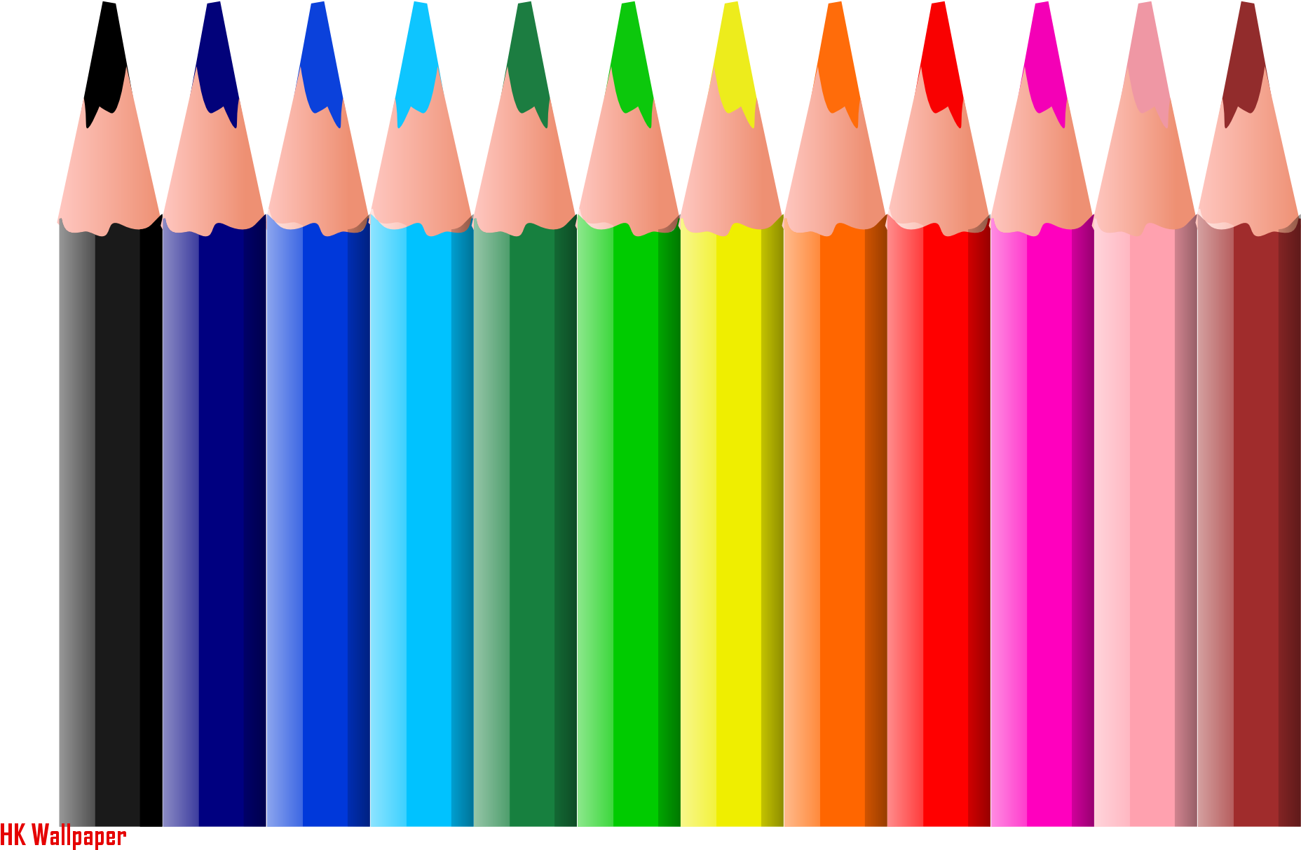 Vibrant Colored Pencils Row PNG