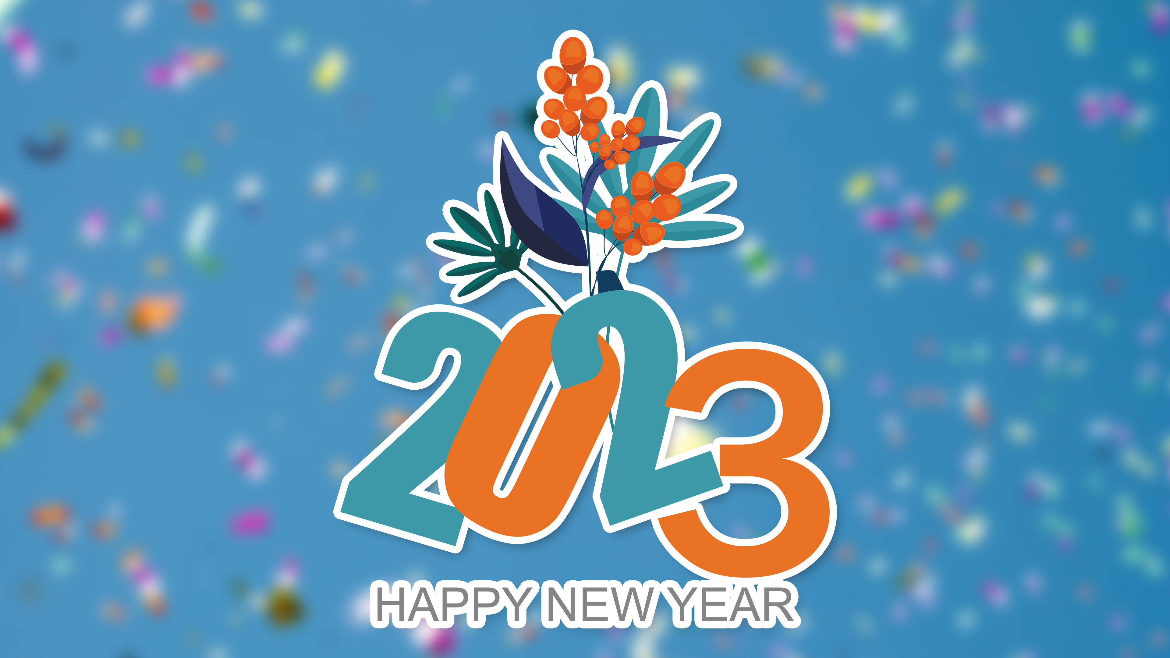 Vibrant Confetti Happy New Year 2023 Wallpaper