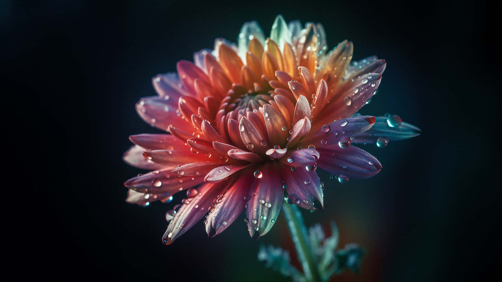 Fleur Vibrante Étreinte Par La Rosée Fond d'écran