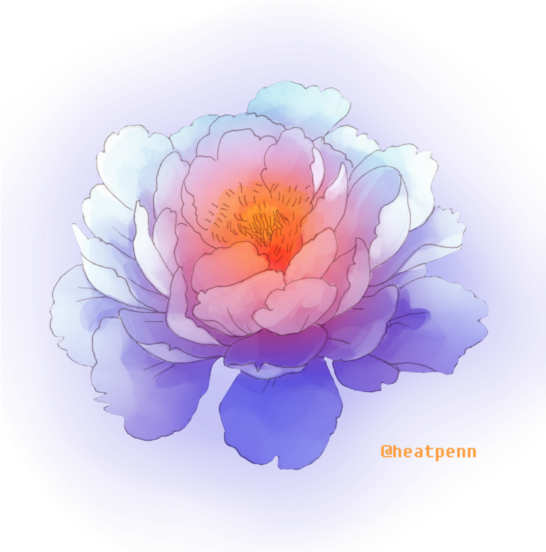 Vibrant Digital Peony Art PNG