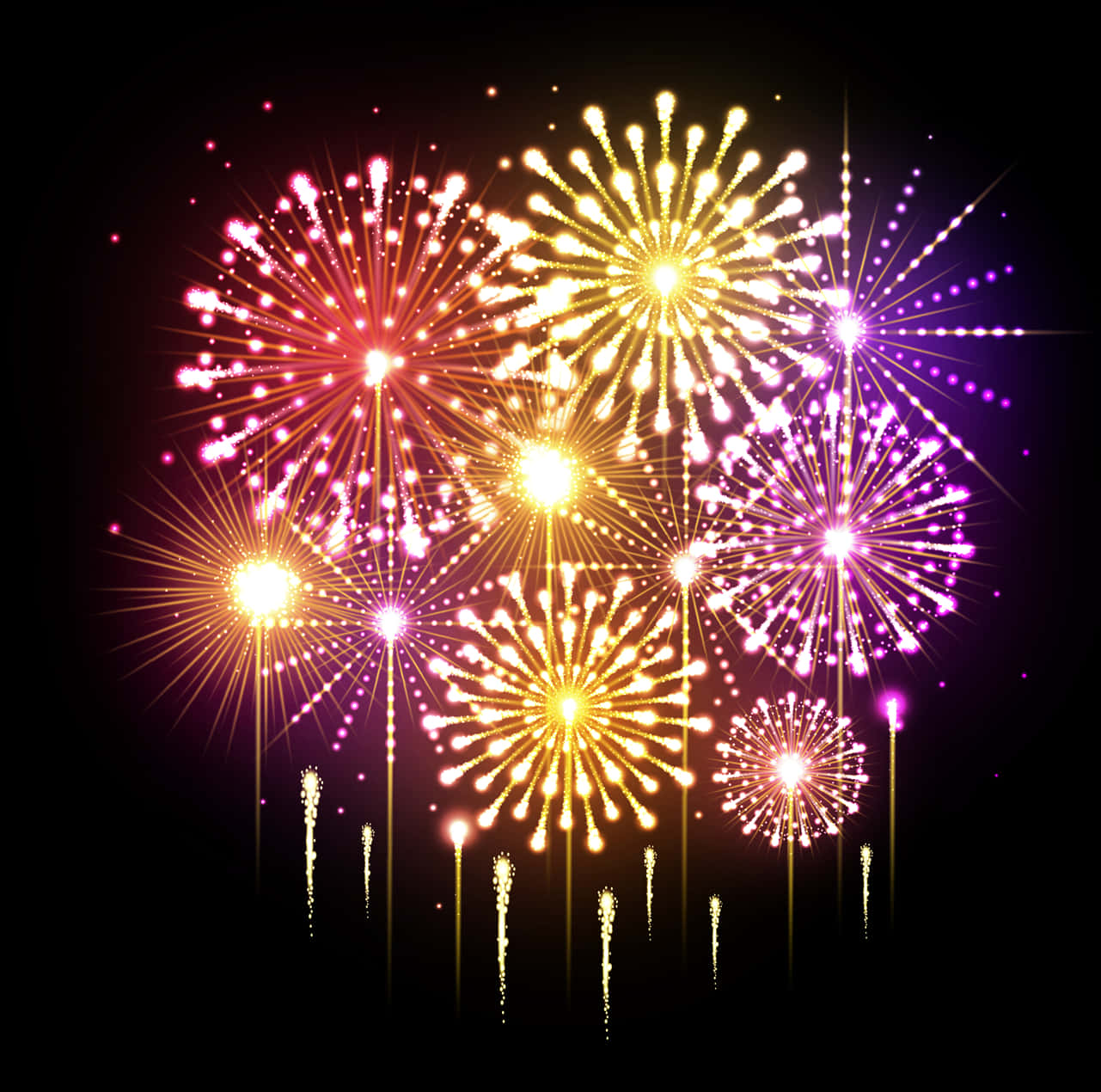 Vibrant Diwali Fireworks Display PNG