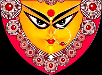 Vibrant Durga Face Artwork PNG