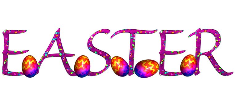 Vibrant Easter Textand Eggs PNG