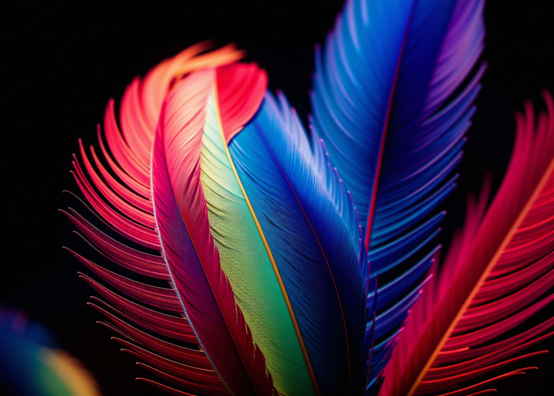Vibrant Feathers Artistic Display Wallpaper
