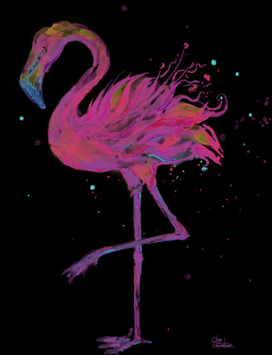 Vibrant Flamingo Watercolor Art PNG