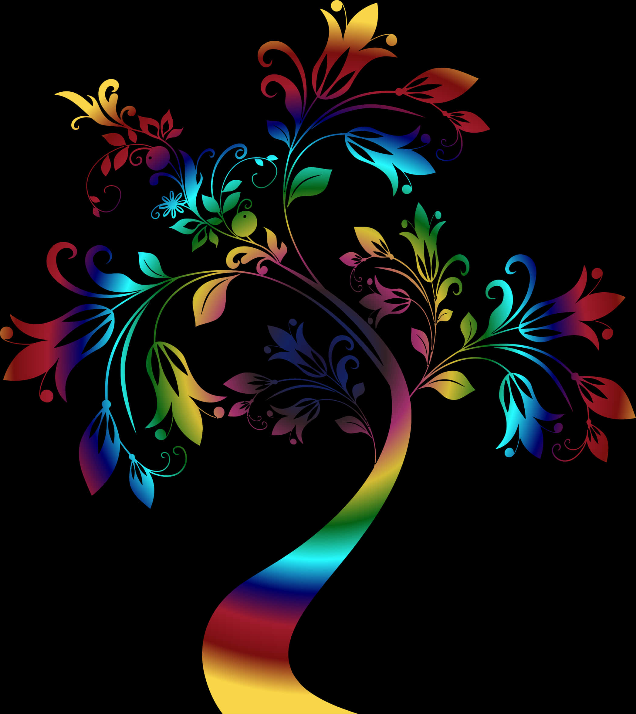 Vibrant Floral Abstract Art PNG