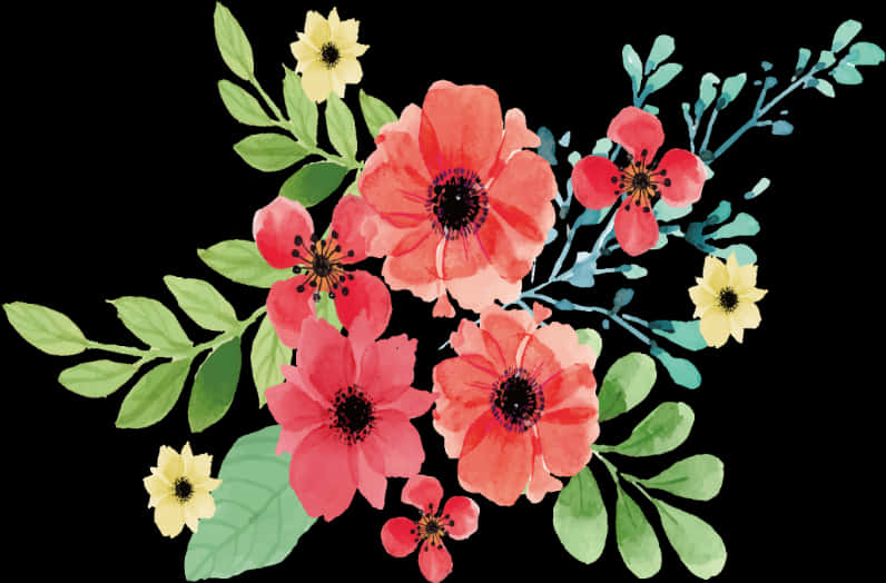 Vibrant Floral Arrangement Artwork PNG