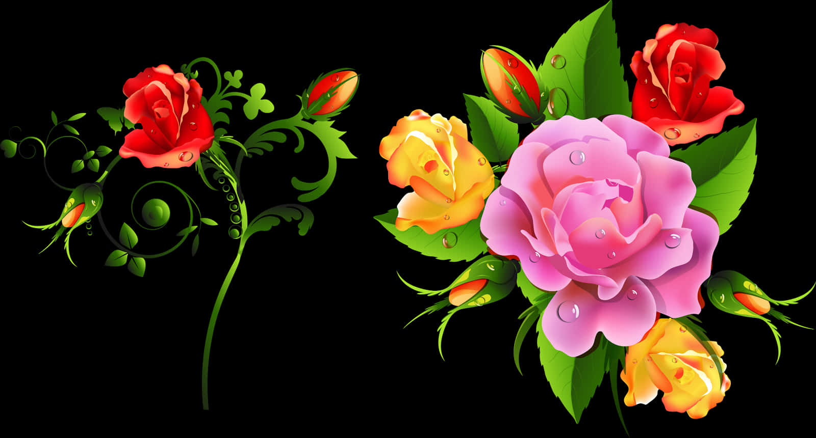 Vibrant Floral Artwork PNG