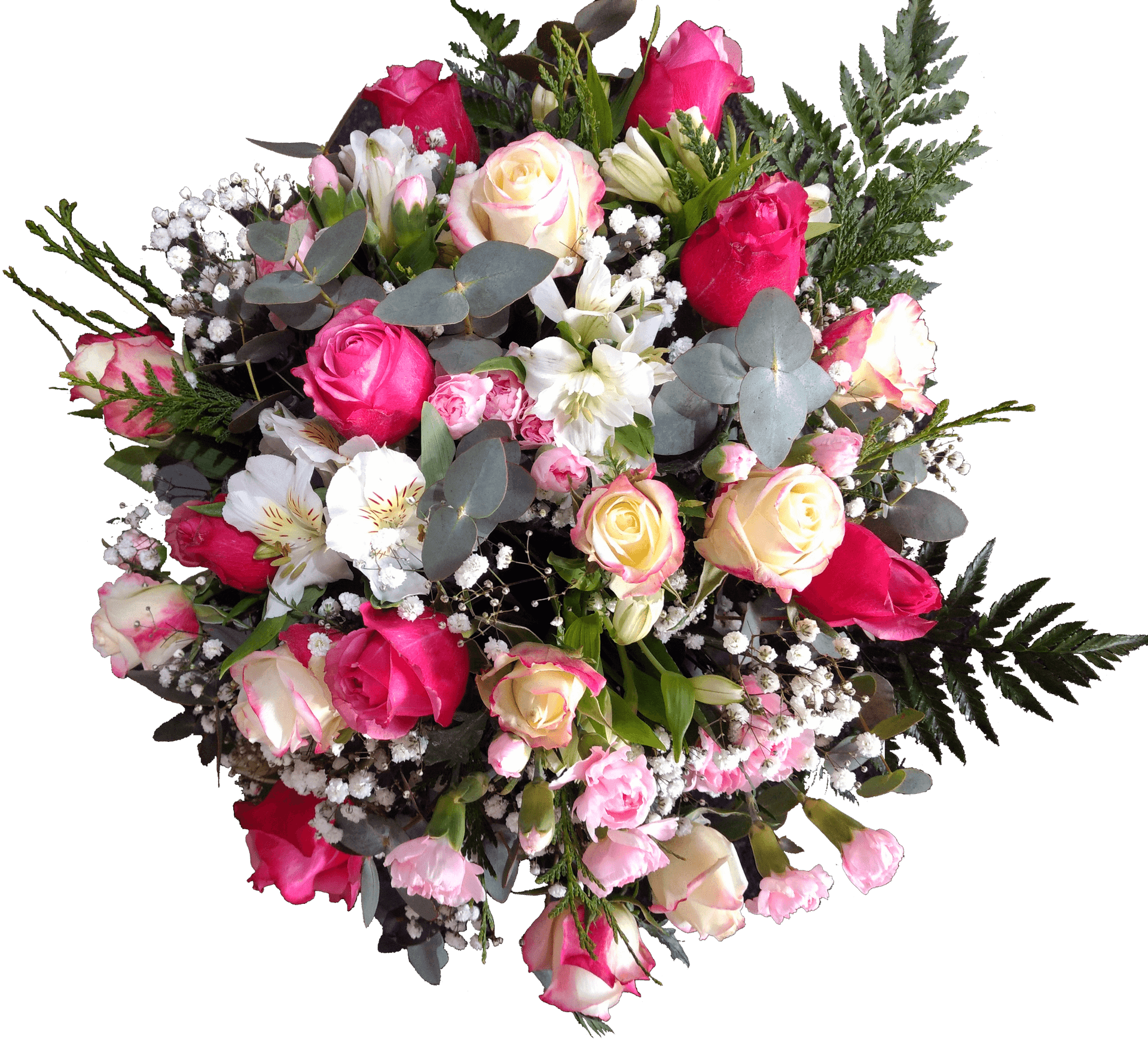 Vibrant Floral Bouquet Top View PNG