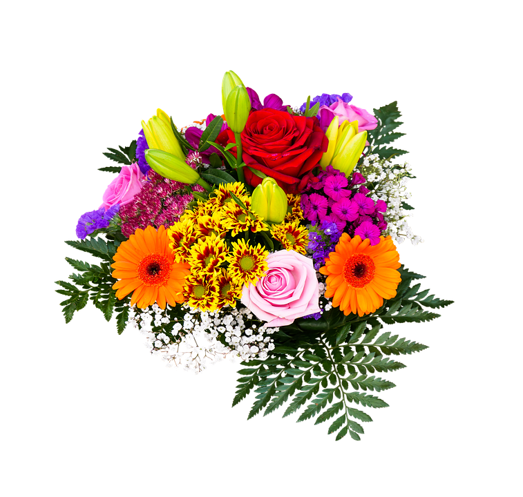 Vibrant_ Floral_ Bouquet_ Top_ View.png PNG