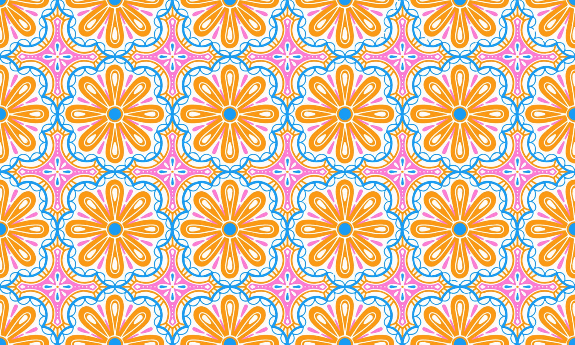 Vibrant Floral Pattern Pink Orange Background.jpg Wallpaper