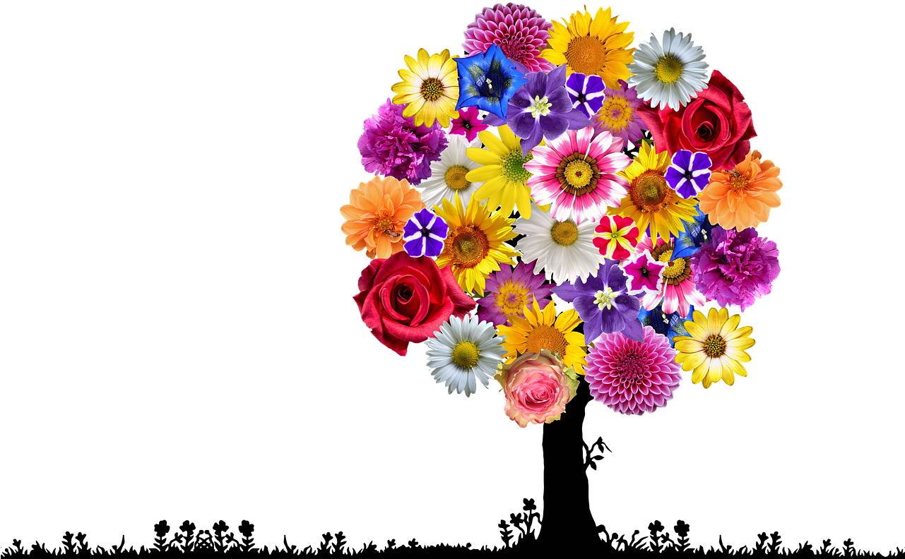 Vibrant Floral Tree Artwork PNG