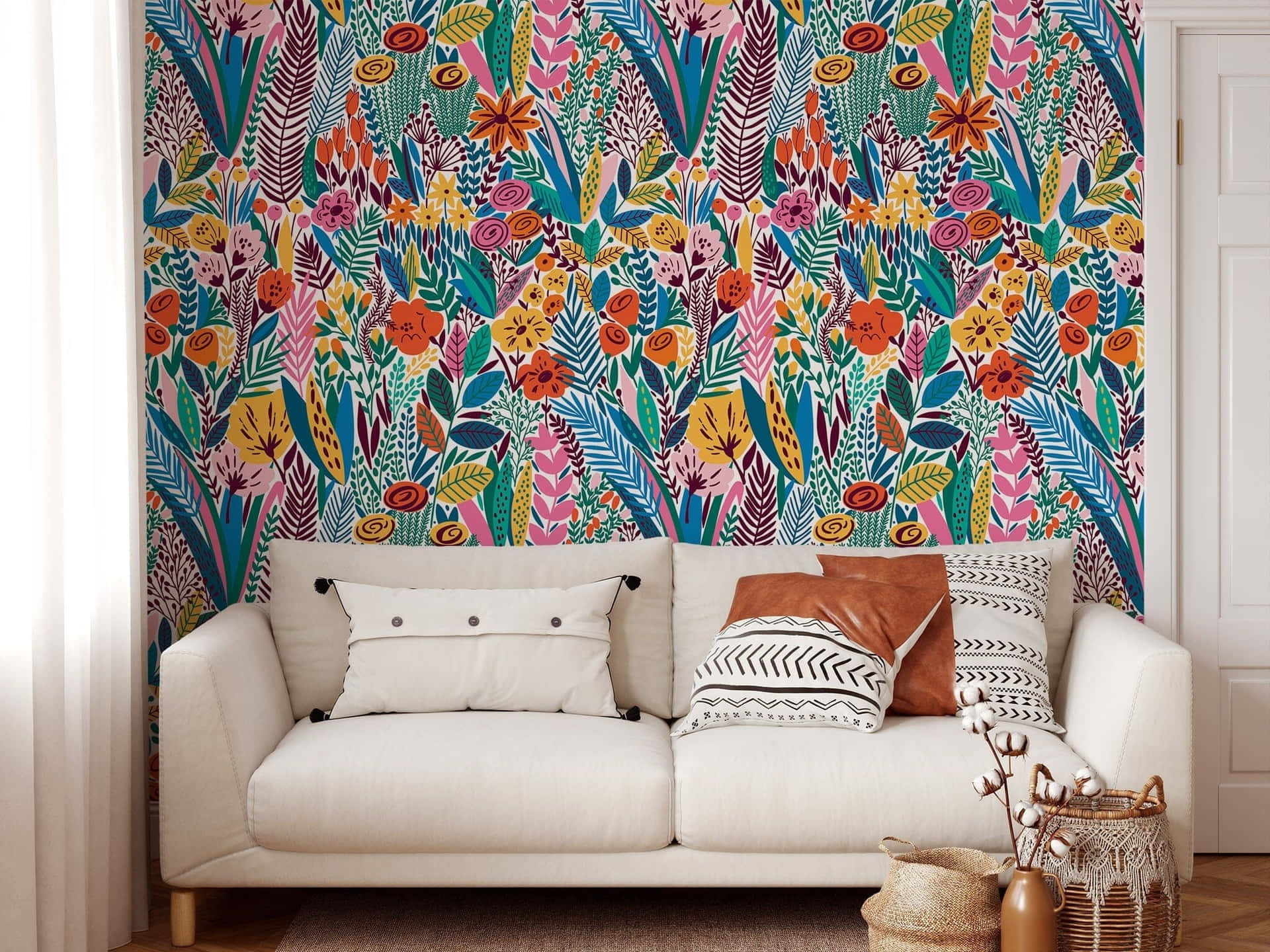 Vibrant Floral Wallpaper Living Room Wallpaper