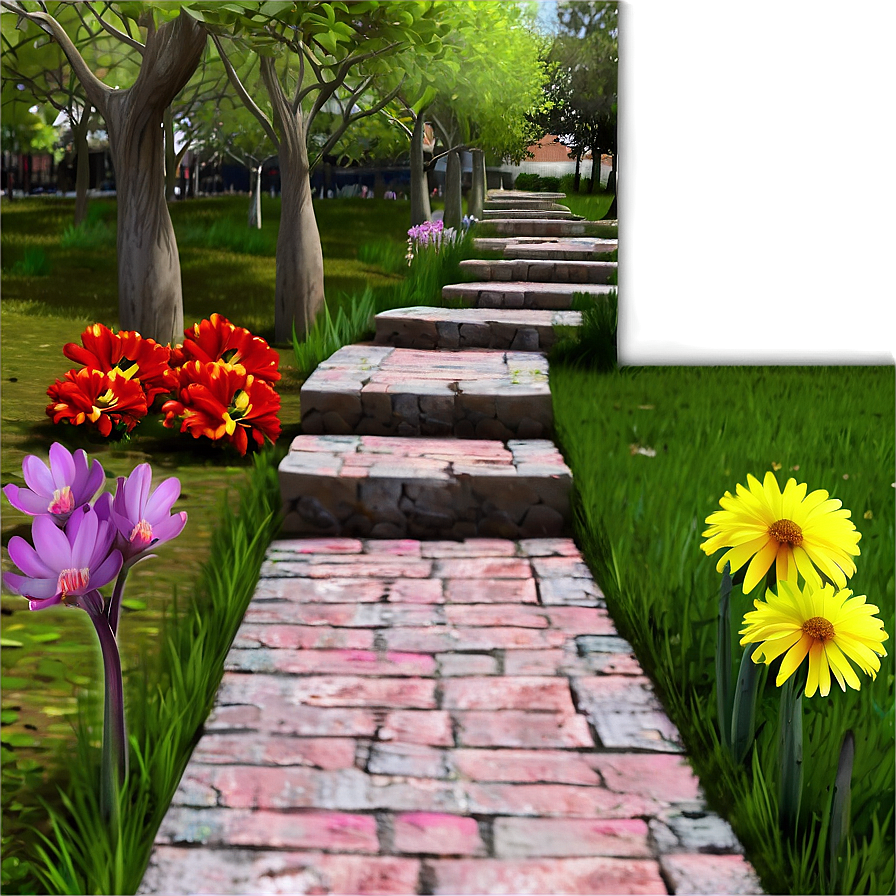 Vibrant Flower Garden Path Png Frj PNG