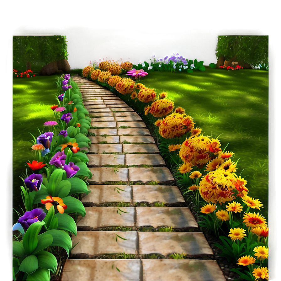 Vibrant Flower Garden Path Png Hat93 PNG